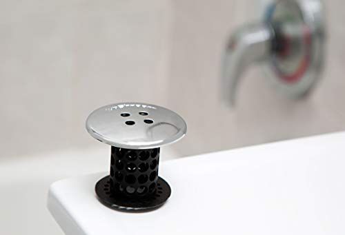TubShroom Tub Drain Hair Catcher, Black Chrome – Protector and Catcher for Bathroom Drains, Fits 1.5” 1.75” Bathtub Shower Drains