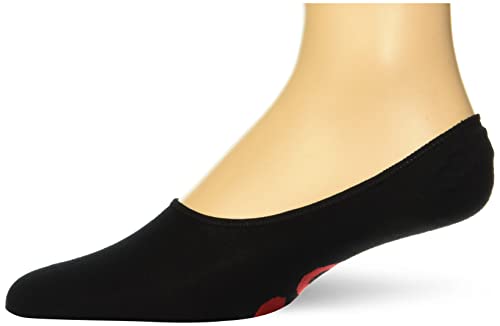 HUGO Mens 2-pack Bold Logo Low Profile Cotton Socks, Black Soot/Red Flame, 6-7 US