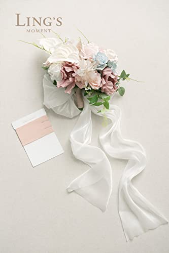 Ling's Moment Dusty Rose Bridal Bouquet for Bride, Blush Pink Wedding Bouquets for Bride, 13 Inch Silk Round Artificial Wedding Flowers Bouquets