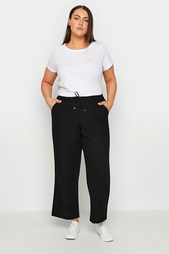 EVANS Women's Plus Size Trouser Linen VISC, Black