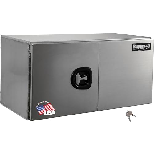 Buyers Products 1705405 Silver Pro Series Smooth Aluminum Underbody Truck Box with Barn Door, 18x18x36 Inch, Durable Vehicle Tool Box For Storage and Organization