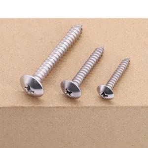 #10 x 1-3/8 (50 pcs) Truss Head Wood Screws, Self Tapping Screws, 304 Stainless Steel 18/8, Mushroom Head, JISB1122T