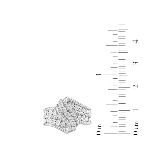 Amazon Essentials Sterling Silver Diamond 3 Row Twist Fashion Band Ring (1/10 cttw), Size 6, (previously Amazon Collection)