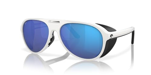Costa Del Mar Grand Catalina Sunglasses, Hull White/Blue Mirrored 580G, 59 mm