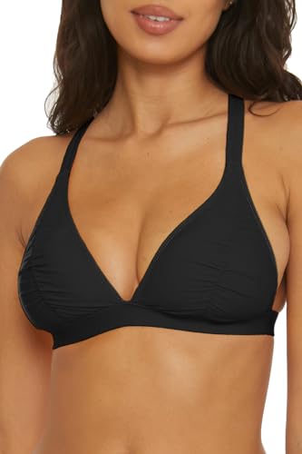 BCA by Rebecca Virtue Liana - Women's Shirred Bikini Top, Crossback Halter Top, Shirred Cups and Adjustable Straps, Sexy Swimwear Separates for Women, Taffy, Medium