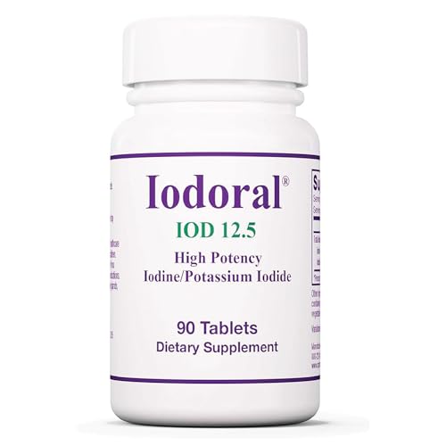 Optimox Iodoral 12.5mg Supplement – Iodine for Thyroid Support, Potassium Iodide Tablets, Lugol Solution, Daily Vitamins & Minerals - 90 Count