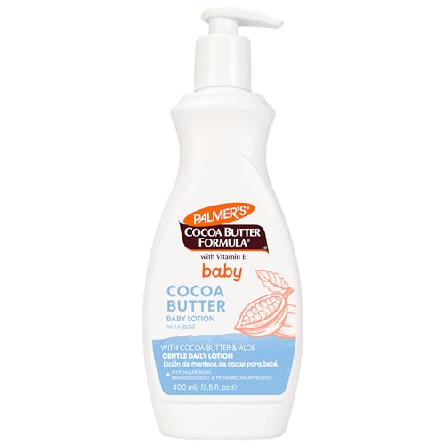 Palmer's Baby Lotion, Cocoa Butter Formula Body Lotion, 13.5 Fl Oz, Gentle Baby Moisturizer for Delicate Skin with Vitamin E & Aloe, Hypoallergenic, 48Hr Moisture, Dermatologist Tested Baby Essentials