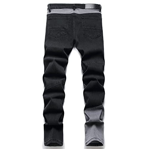 AITITIA Men's Ripped Regular Fit Jeans (30, 3016 Black)