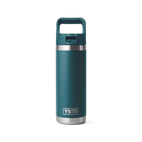 YETI Rambler 18 oz Bottle, Vacuum Insulated, Stainless Steel with Color Matching Straw Cap, Tropical Pink