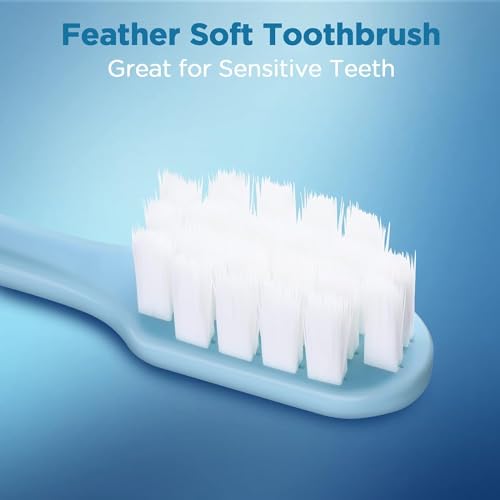 Oralphi Extra Soft Toothbrush for Sensitive Gums, Wide Head Soft Bristle Toothbrush with 10000 Soft Flossing Micro Nano Bristles for Adults, Pregnant Women, Elderly, Braces with 2 Travel Case(4 Pack)