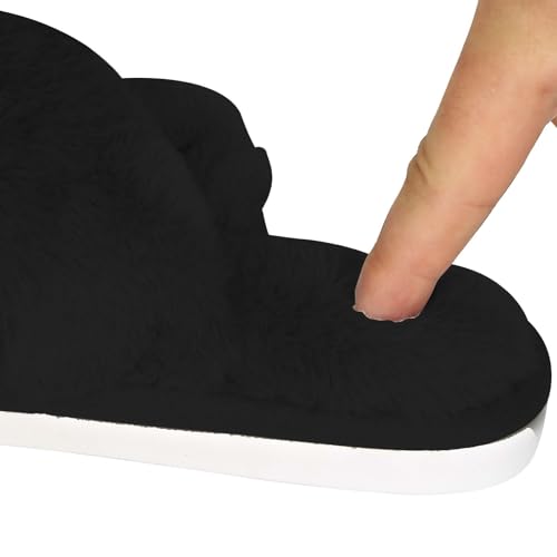LE.FRONDE House Slippers for Women,Cozy Plush Shoes (2 Pair:Black+Yellow, Adult, Women, 7, Numeric Range, US Footwear Size System, 8, Medium)