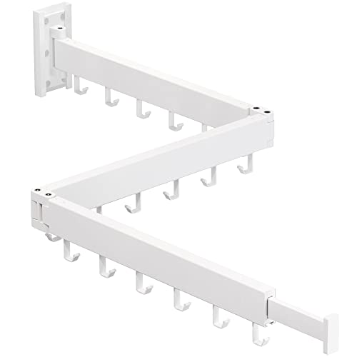 Clothes Drying Rack Wall Mounted,Drying Rack Clothing,Laundry Drying Rack Wall Mount,Collapsible Drying Racks for Laundry,Retractable,Foldable,Clothes Hanger Rack,Clothes Dryer Rack,White Color