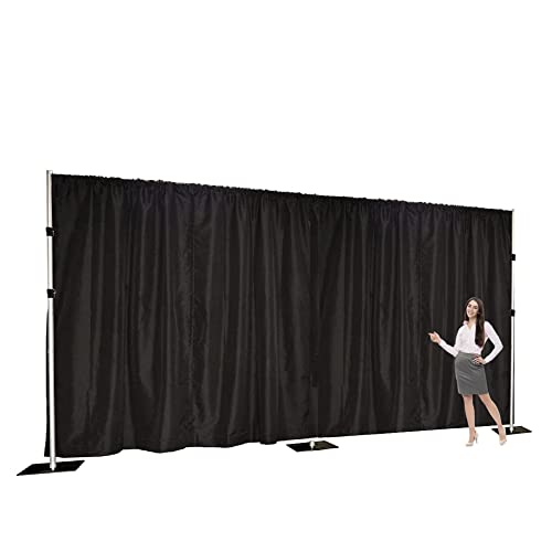 Two Layers Backdrop Made with One Piece Chiffon Tulle & Polyester for Professional Extra Wide Blackout Curtains (Black, 20 x 8 ft)