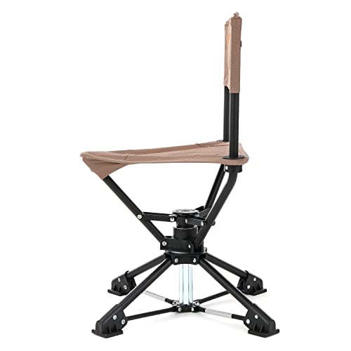 ARROWHEAD OUTDOOR 360° Degree Swivel Hunting Chair Stool Seat, Perfect for Blinds, No Sink Feet, Supports up to 450lbs, Carrying Case, Steel Frame, Fishing, High-Grade 600D Canvas, USA-Based Support