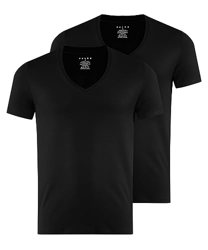 FALKE Men Daily Comfort Deep V-Neck M 2 Pieces, Black (Black 3000), S