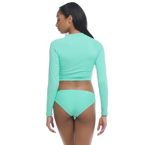 Body Glove Women's Standard Let It Be Long Sleeve Crop Top Rashguard with UPF 50+, SEA Mist, Medium