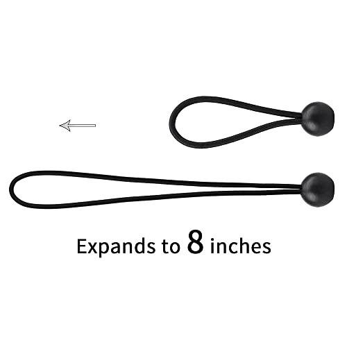 AOPRIE 30 Pack Bungee Balls, Black Ball Bungee Heavy Duty Heavyweight 4 inches Tarp Bungee Cords, Weather Resistant Tie Down Strap 4mm Thickness - for Camping, Tents, Cargo, Holding Wire and Hoses