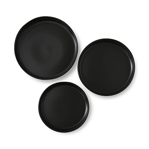 Stone Lain Celina Stoneware Bowl Set, 3-Piece Round Serving Bowls, Bowls for Kitchen, Black