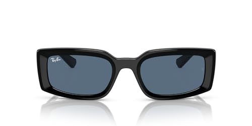 Ray-Ban Women's RB4395 Kiliane Square Sunglasses, Black/Dark Blue, 54 mm