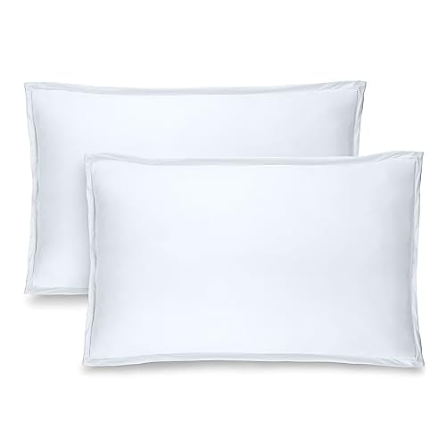 Bare Home Standard Pillow Sham Covers - Set of 2 - Premium 1800 Ultra-Soft Microfiber - Double Brushed - Bed Pillow Shams - Pillows Not Included (Set of 2, White)