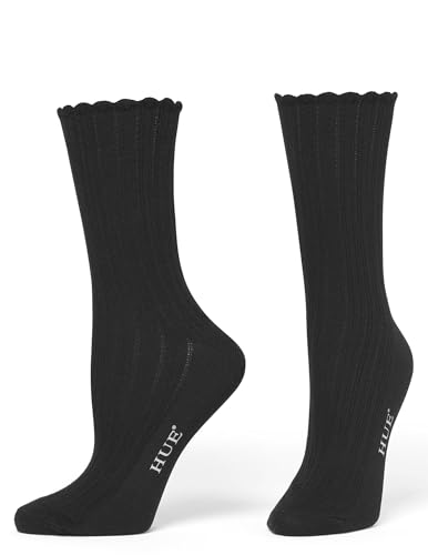 HUE Women's Scalloped Pointelle Sock, Asst. #2: Tiger’s Eye/White/Black, One Size