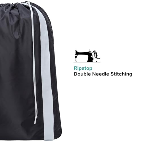 HOMEST XL Nylon Laundry Bag with Strap, Large Dirty Clothes Organizer, Easy Fit a Laundry Hamper or Basket, Can Carry Up to 4 Loads of Laundry, Black
