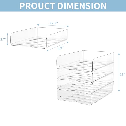 OUTIOE 4-Tier Paper Organizer for Desk, Stackable Desk Organizer Paper Tray, Desk Accessories & Workspace Organizers, Ideal for Office Supplies, Paper Storage (Clear) (4-Tier)
