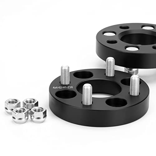 KSP 4x4 Wheel Spacers for Golf Cart, 1" ATV Wheel Spacer Fits for EZ GO EZGO Club Car, 25mm Thick 4x100 & 4x101.6mm Thread Pitch 1/2" x20 Hub bore 62mm, Black 4PCS