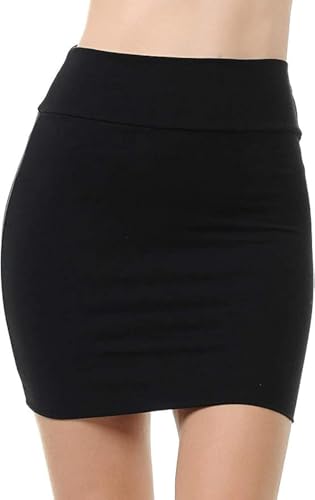Sweet Hearts Black Faux Leather Mini Pencil Skirt for Women- Above Knee Basic Bodycon Skirt Made in USA (Black Faux Leather, Small)