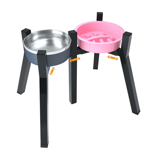 TIDANT Adjustable Raised Dog Bowl Stand for Large & Medium Dogs, 11" Tall Raised Dog Food & Water Bowl Holder, Fits 7-10.6" Wide Bowls, 2-in-1 Design,Elevated Dog Bowl Stand, Bowl Not Included