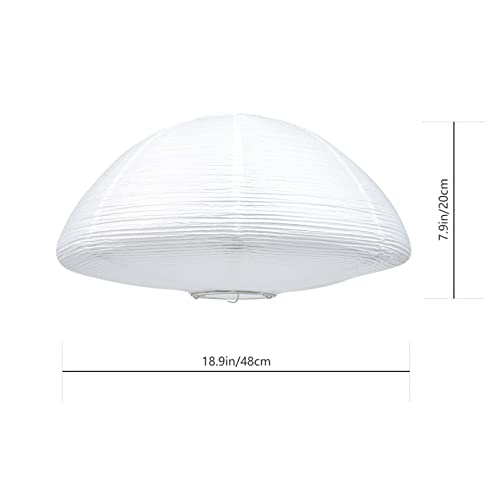 Paper Shades Hanging Paper Lamp Shade, White Mushroom Shaped Ceiling Light Protector Rice Paper Chinese Japanese Cover (White)