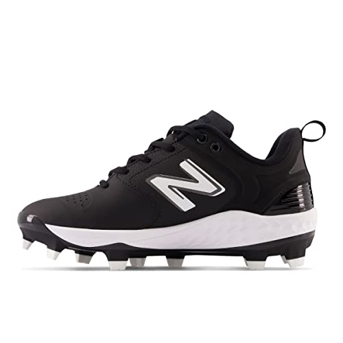 New Balance Women's Fresh Foam Velo V3 Molded Softball Shoe, Black/White Synthetic, 5