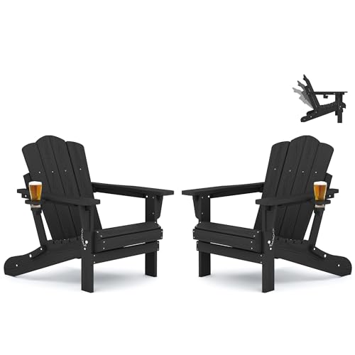 KINGYES Folding Adjustable Backrest Adirondack Chair Set of 2, Aruba Blue