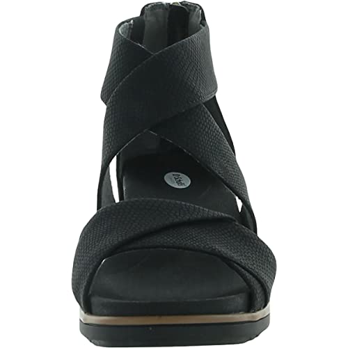 Dr. Scholl's Shoes Women's Golden Hour Platform Wedge Sandal,Black/Black Snake Print,6