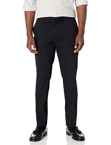 Amazon Essentials Men's Slim-Fit Wrinkle-Resistant Flat-Front Stretch Chino Pant, Black, 35W x 30L