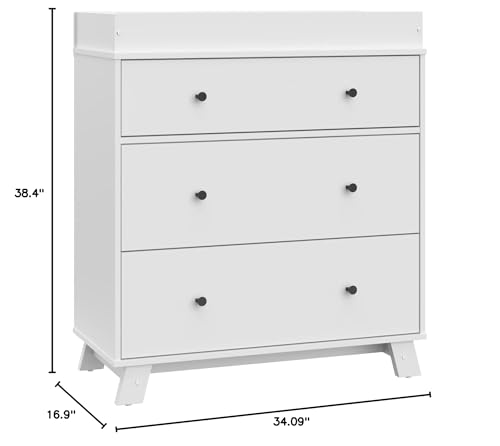 Storkcraft Beckett 3 Drawer Chest with Changing Topper (Pebble Gray) – GREENGUARD Gold Certified, Baby Dresser With Changing Table Top, Dresser for Nursery, 3 Drawer Kids Dresser