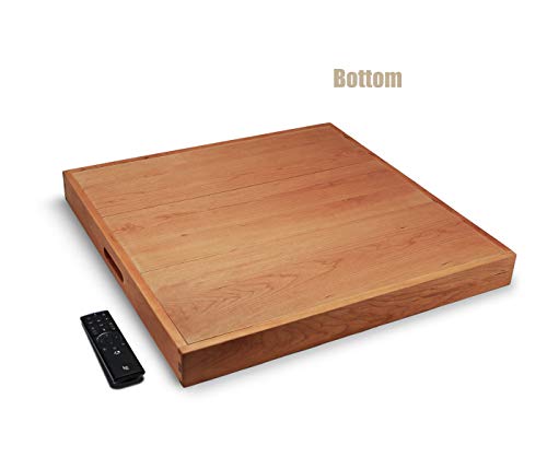 MAGIGO 24 x 24 Inches Large Square Cherry Wood Ottoman Tray with Handles, Serve Tea, Coffee or Breakfast in Bed, Classic Wooden Decorative Tray