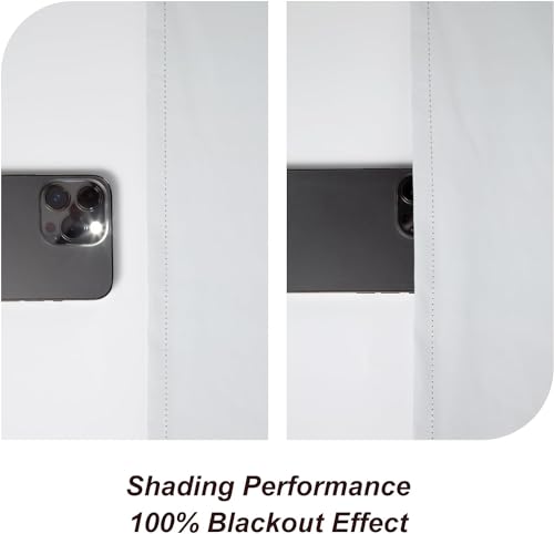 INOVADAY Blackout Curtain Liners 2 Panels Set, Thermal Insulated Light Blocking Liners for Window Curtains 96 Inches Long with Rings (Greyish White, W27 x L92)