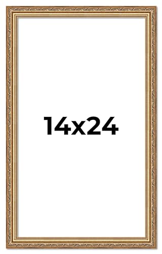 14x24 Frame Black Frame Wood Picture Frame - UV Resistant Acrylic Protective Front, Acid-Free Foam Board Backing, & Hanging Hardware Included