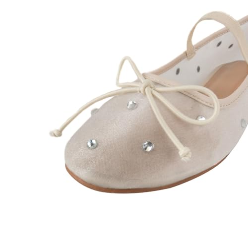 KaroNairy Crystal Mesh Ballet Flats for Women Stretch Band Snip Toe Ballerinas Flats Gem Mary Jane Sparkly Flats Blue10