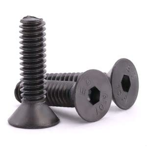 3/8-16 x 1-1/4" (12 PCS) Flat Head Socket Cap Screws, Black Oxide Finish, Hexagon Socket Countersunk Head Cap Screws, 10.9 Grade Alloy Steel, Full Thread, Coarse Thread, ASME/ANSI B18.3-8