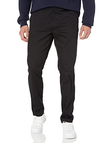 Amazon Essentials Men's Slim-Fit Wrinkle-Resistant Flat-Front Stretch Chino Pant, Black, 35W x 30L