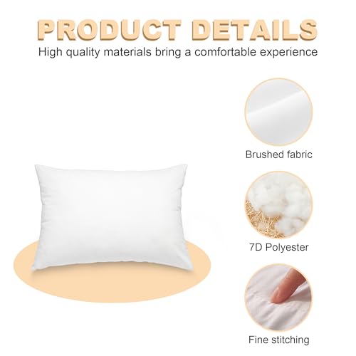 GagetElec Throw Pillows Insert,Bed and Couch Pillows,Indoor Decorative White Rectangular Pillows,Premium Pillows for Bed,Couch and Cushion (4 Pack, 24" X 16")