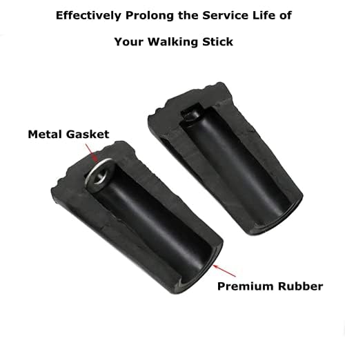 Walking Stick Tips Rubber 4 Pack Trekking Pole Tips Replacement- Rubber Feet for Hiking Poles, Walking Sticks, Trekking Poles | Rubber Tip for Walking Sticks Hiking Trekking Poles | Boot Tips