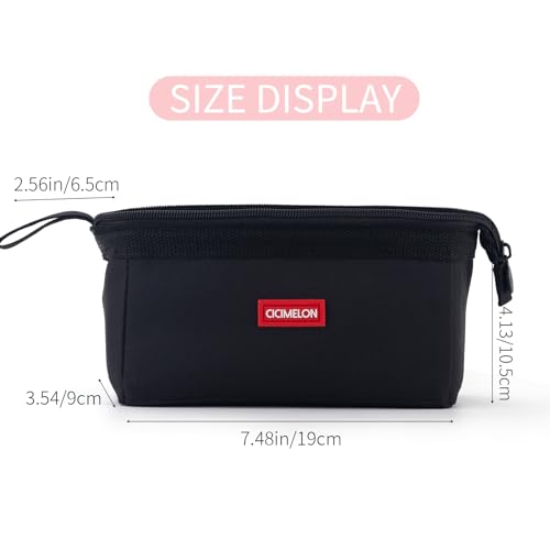 CICIMELON Multifunctional Pencil Pen Marker Case Pouch Bag Holder Small Cute Capacity for High Middle Primary School Student Aesthetic Teen Girl Boy Office Men Women Nurse Adults Portable (Black)