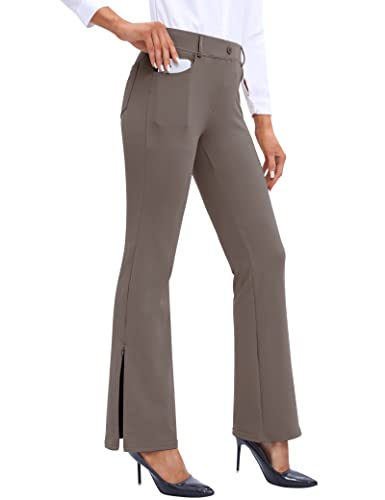 Ewedoos Dress Pants Women Bootcut Dress Pants with Pockets High Waist Flare Yoga Work Pants Business Casual Coffee