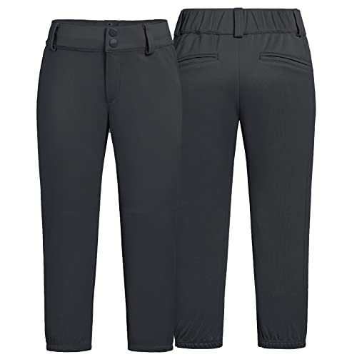 QBK 2T-13Years Girls' Softball Pants Kids' Youth Boys' Baseball Practice Pant Toddler tee Ball Pants(Black,3T)