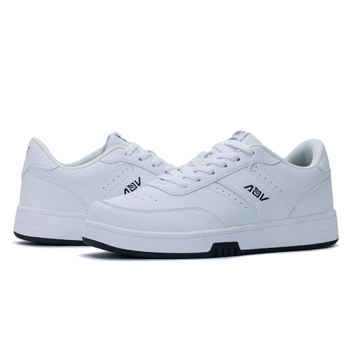 IIV Men's Fashion Sneakers, Leather Upper Walking Shoes Low Top Tennis Sneaker with Arch Support White US 10