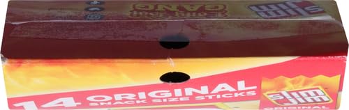 Slim Jim Smoked Meat Sticks, Original Flavor, 6g Protein Per Serving, Snack Size, Lunchbox Snack, 0.28 oz. (14 Count)