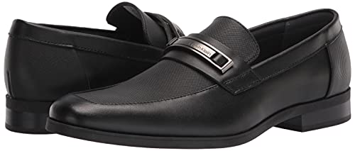 Calvin Klein Men's Jameson Loafer, Black Leather, 10.5W Wide US